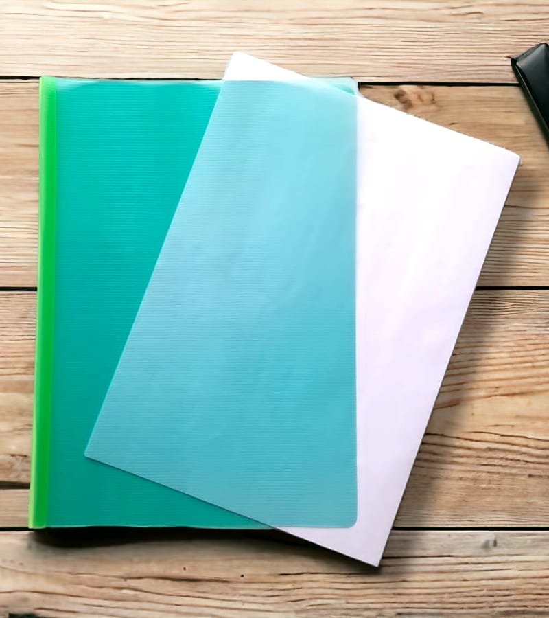 Plastic File Folder for Document Sliding Bar Report Covers A4 Size - Transparent Green(Pack of 2) view 2